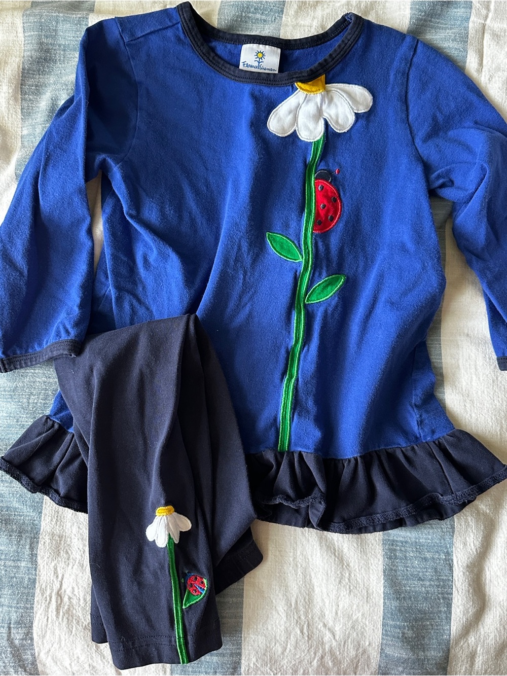 Florence Eiseman Navy & Royal Blue Daisy Appliqué Kids Matching Set